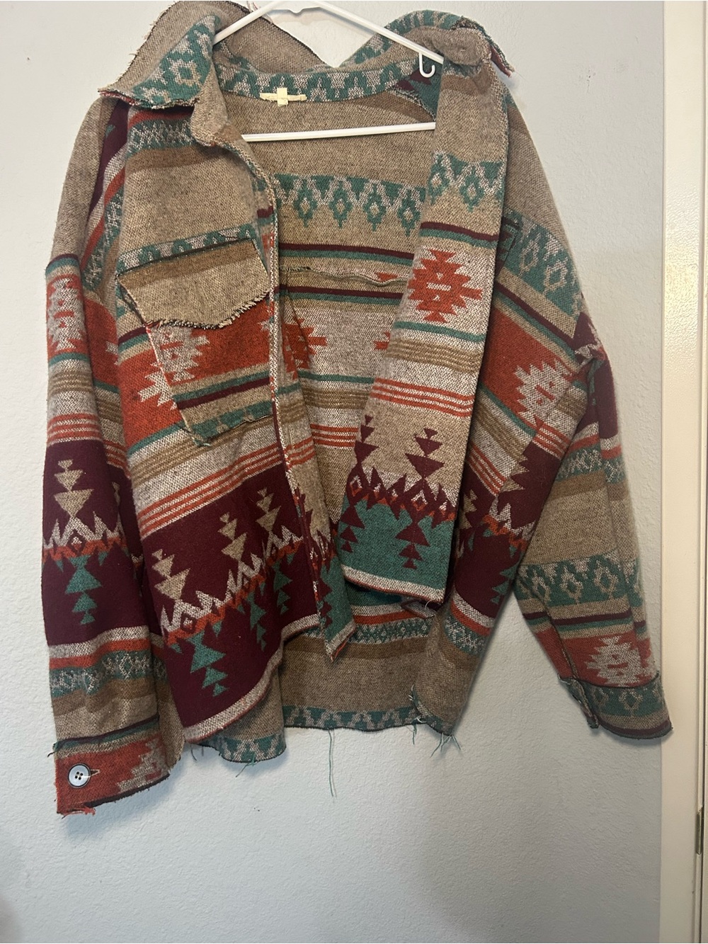 LA MIEL Tan Jacket with Teal & Rust Accents